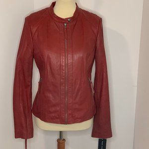 NWOT Black Rivet Genuine Leather Cafe Racer Jacket